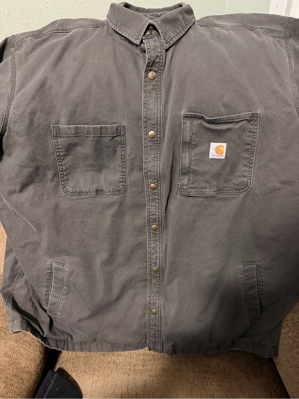 Carhartt Men's Dark Gray Button-Down Work Shirt